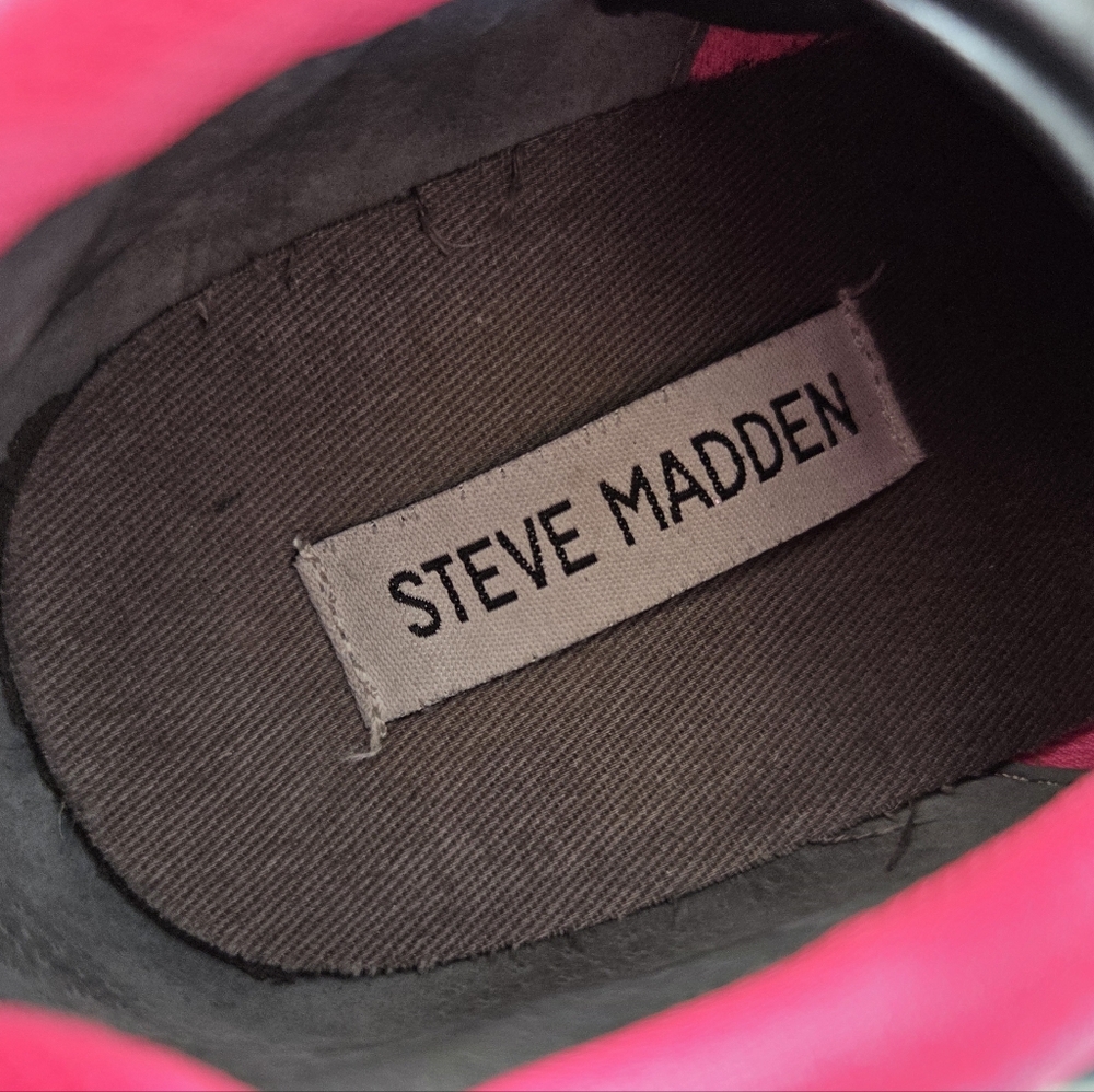 Steve Madden Women’s Cliff Sneakers Platform Animal Print Pink Turquoise Retro 8 - Picture 10 of 13